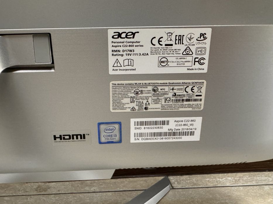 Acer Aspire C22 All in one като НОВ!!!