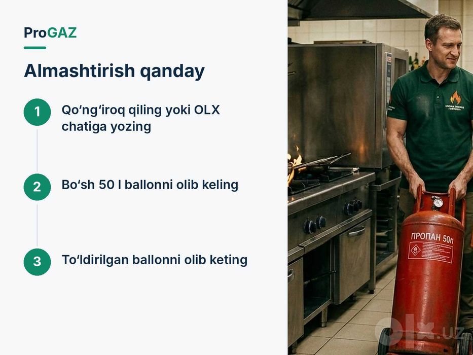 Tashkilotlar uchun propan gaz — 50 l ballon, perechisleniye orqali