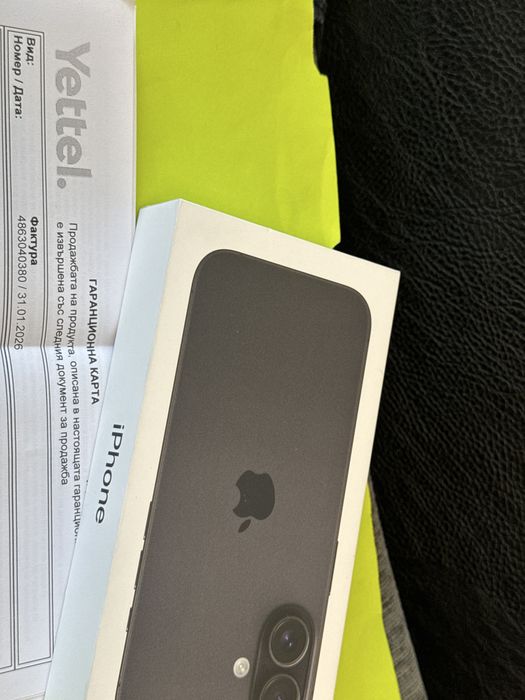 ЗАПЕЧАТАН 128GB iPhone 16 Гаранция Yettel до 2029 Black | Черен