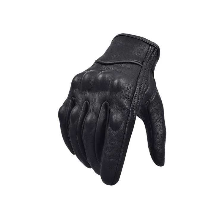 Кожени мото ръкавици Automat, Естествена козя кожа, L, Черен