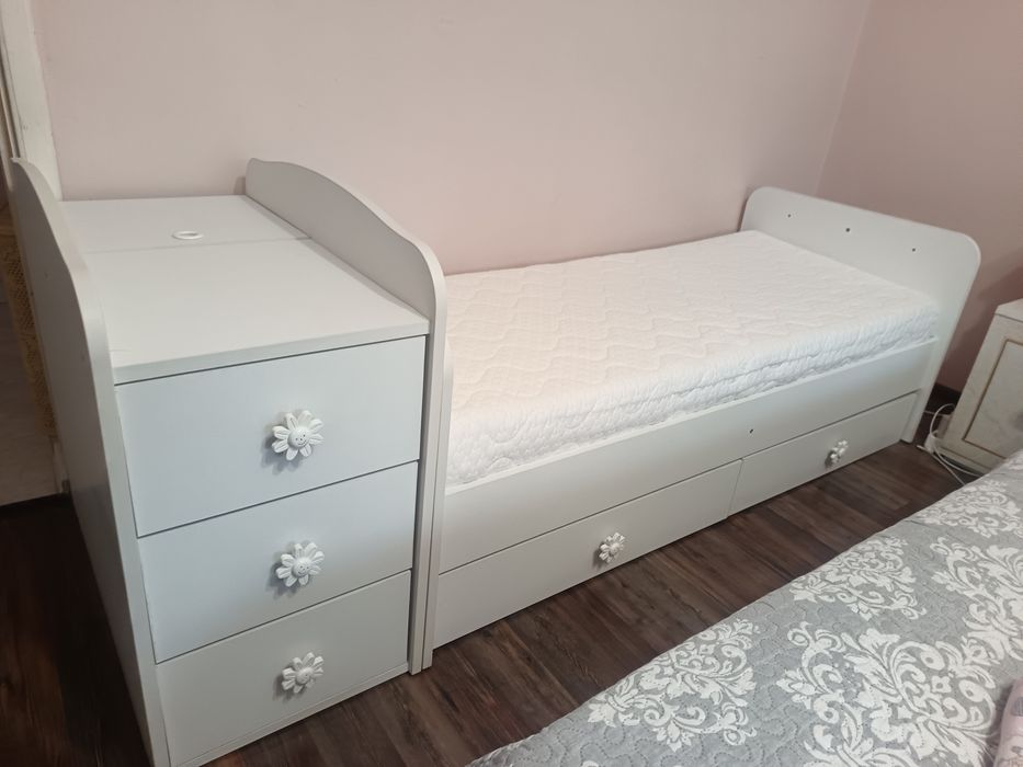 Детско легло 3 в 1 бяло