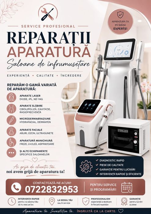 Reparații aparatură saloane de înfrumusețare