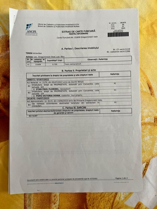 Vând teren intravilan Dragomirești-Deal