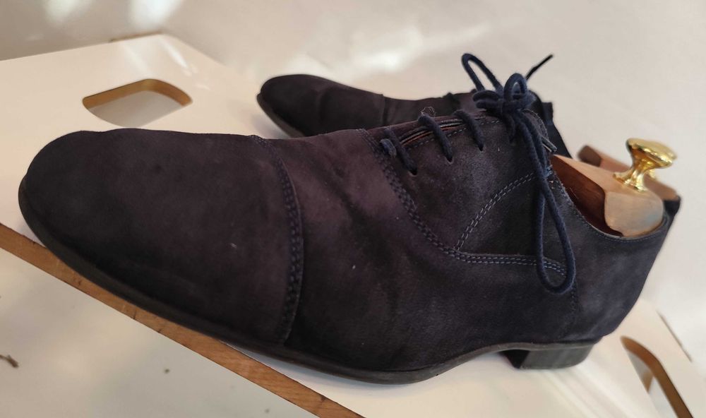Pantofi oxford 41 cap toe Geox piele naturala moale albastru