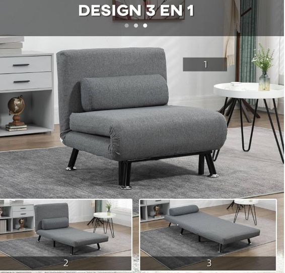 3 в 1 Разтегателен фотьойл / диван HOMCOM