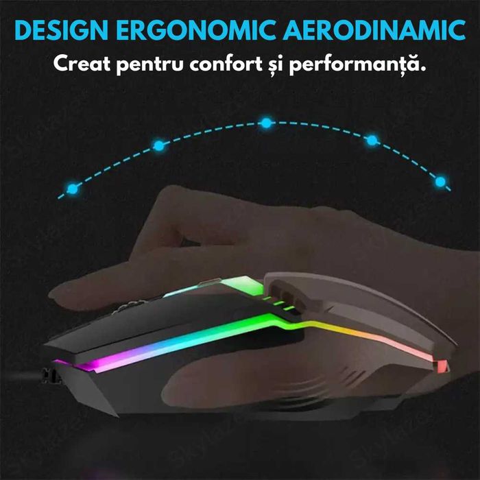 Mouse Gaming cu Fir Skylaze® X3 Upgrade, RGB, 1600 DPI, Negru