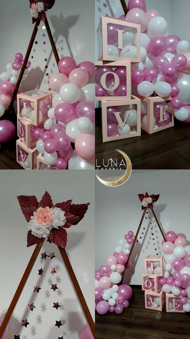 Fum greu cu gheață carbonică / Aranjamente cu baloane / Photo corner