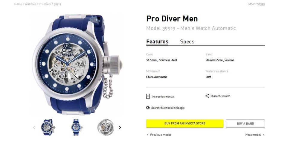 INVISTA  Qol soat Orginal mexanika