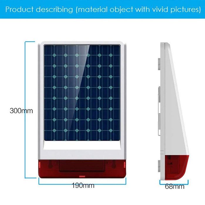Sirena Wireless Wolf-Guard JD-W06 cu Alarmă de 110db și Stroboscop Solar – Compatibil cu Sistemul Wolf-Guard