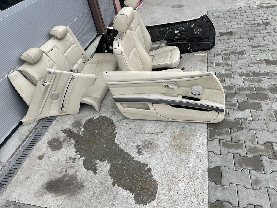 Кожен салон комплект за BMW E92 естествена кожа кремаво бежав перфектн