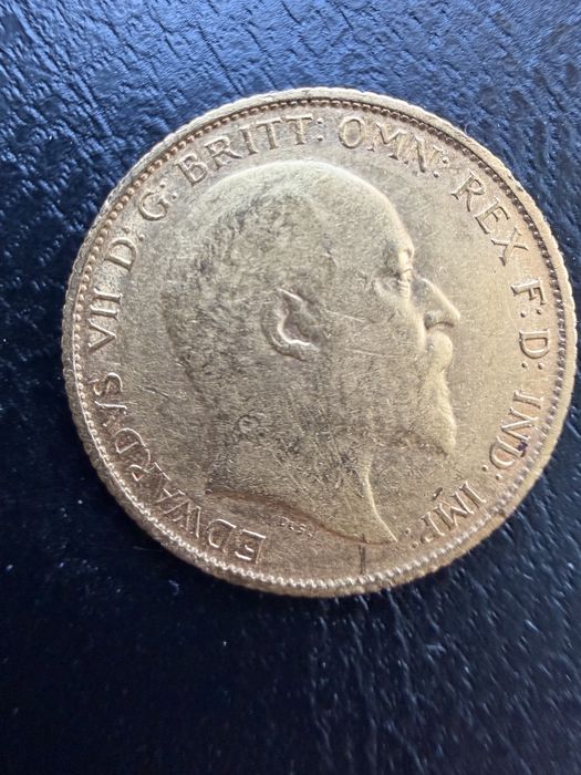 Moneda de aur - Sovereign Edward al VII-lea (Mintmark S), 1908