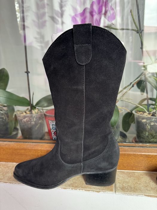 Ciocate Pieces cizme cowboy piele intoarsa