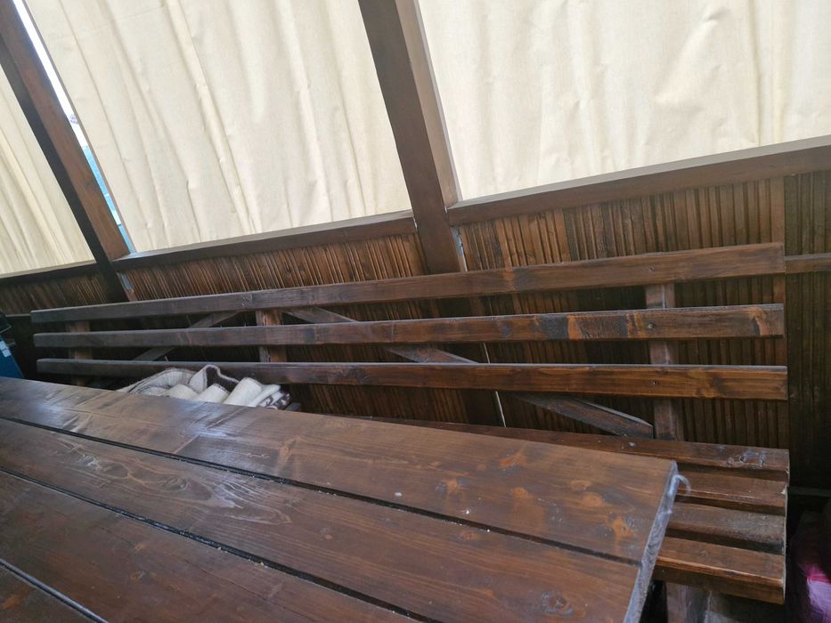 Masa  si banca terasa lemn,  lungime 3 m