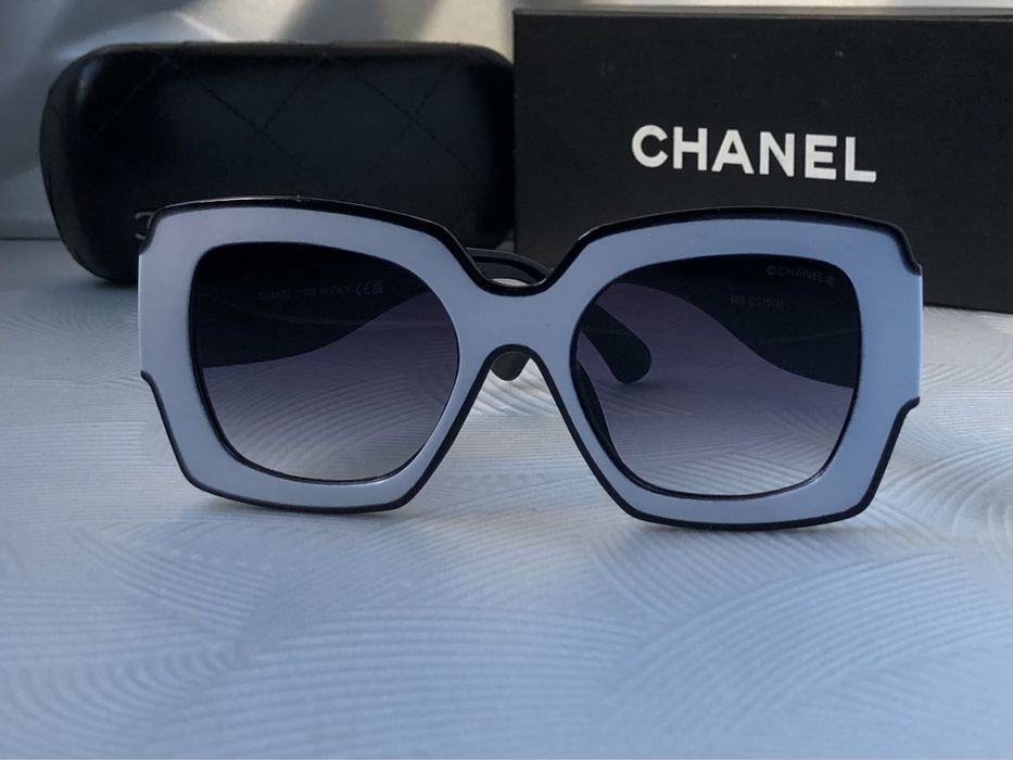 Дамски слънчеви очила елипса овални черно и бяло