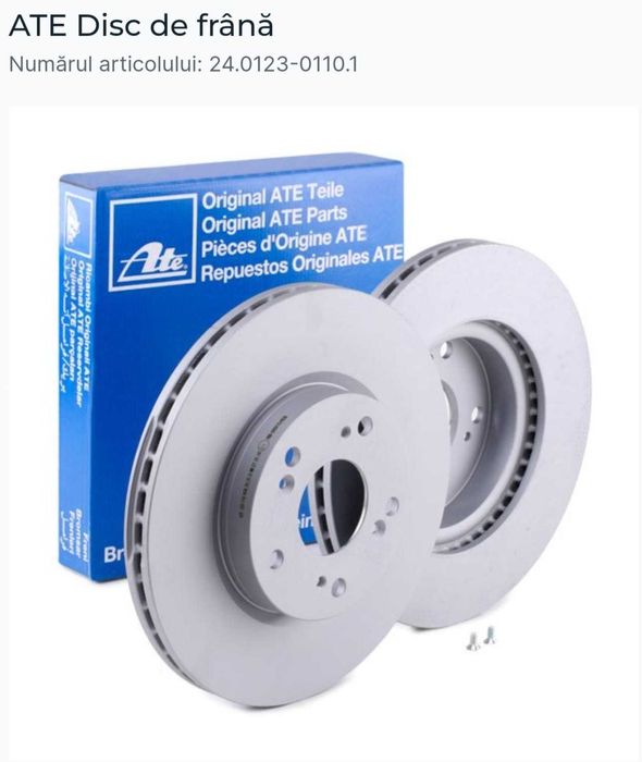 Set Discuri frana Fata ATE 24.0123-0110.1 set (Honda Civic, FR-V)