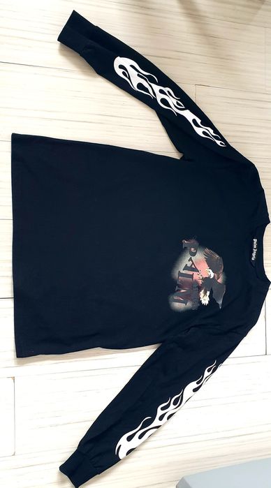 Palm Angels Flame Black Eagle  Italy L НОВО ОРИГИНАЛ Мъж Памучна Блуз