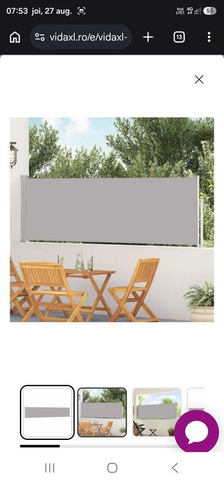 Copertină laterală retractabilă de terasă, gri, 100 x 500 cm