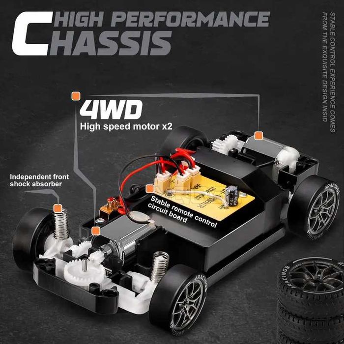 Porsche спортна кола 2,4 GHz High-Speed 4WD RC Drift Car 8х гуми