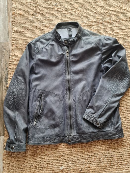 Jacheta Piele Oaie Massimo Dutti model rar,Geaca ca noua,XL,gri,man