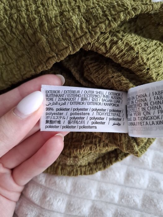 Дамска блуза Bershka с дълъг ръкав - маслинено зелена