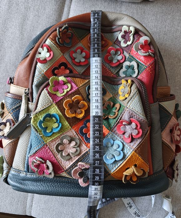Rucsac multicolor piele naturala