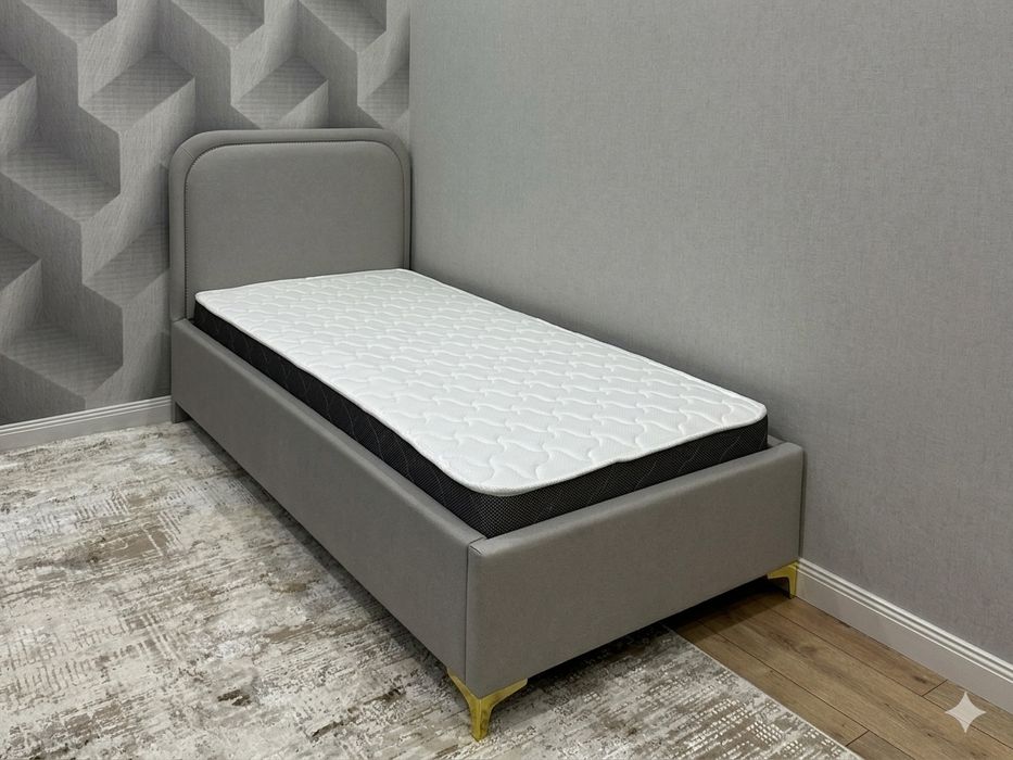 Элегантная кровать с мягким изголовьем на заказ | Любой цвет |