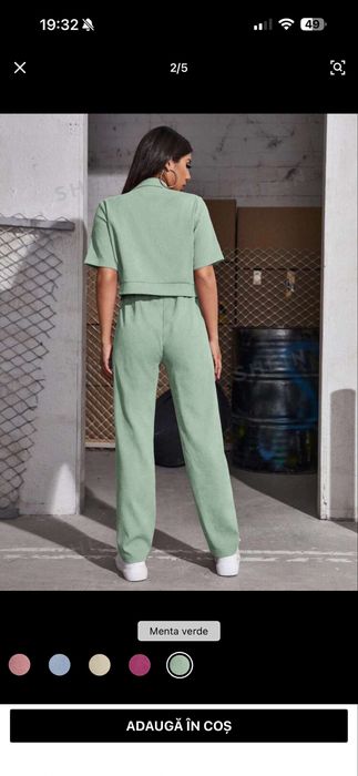 Bluza si pantaloni din velur cu buzunare