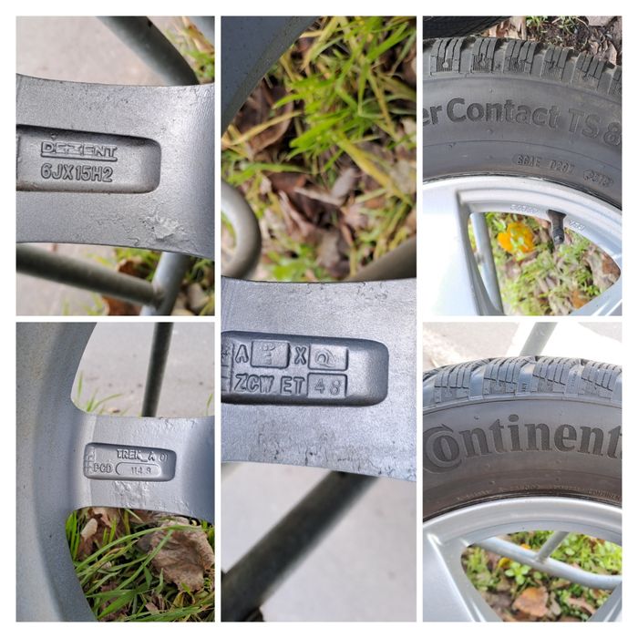 15" 5X114.3mm Джанти със Зимни гуми 195 65 15 Континентал/ 15" 5Х114.3