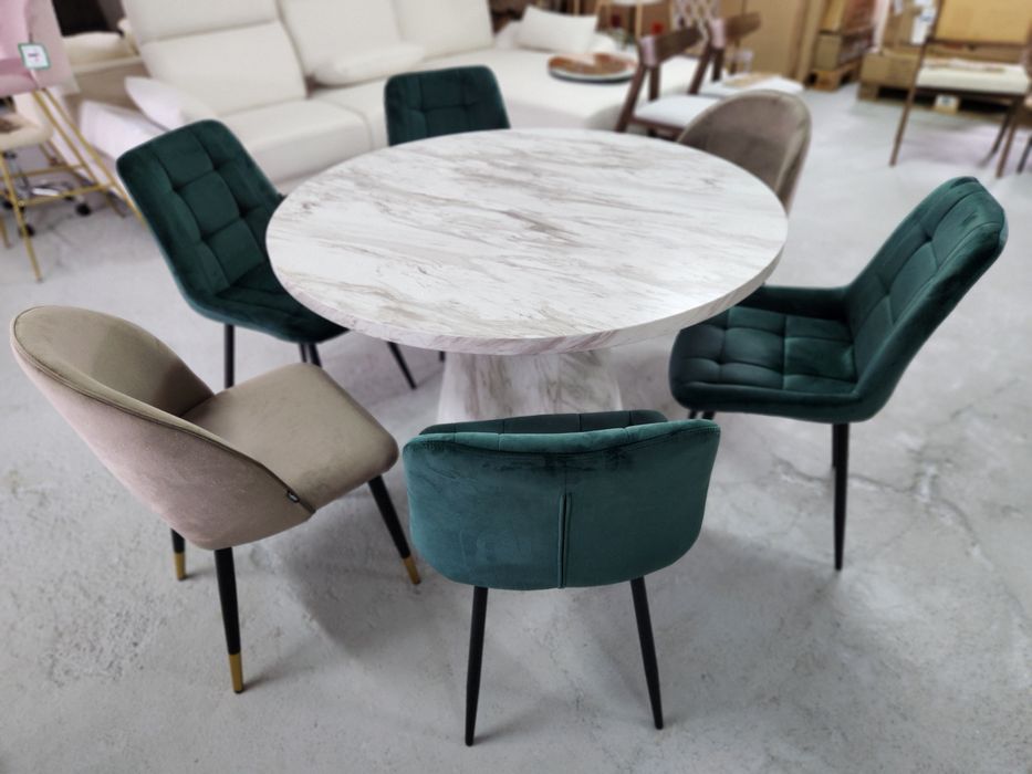 NOU Set 4 scaune catifea, verde smaragd