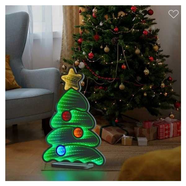 Декоративна коледна огледална елха Mercado Trade, USB, 39см.,Зелен