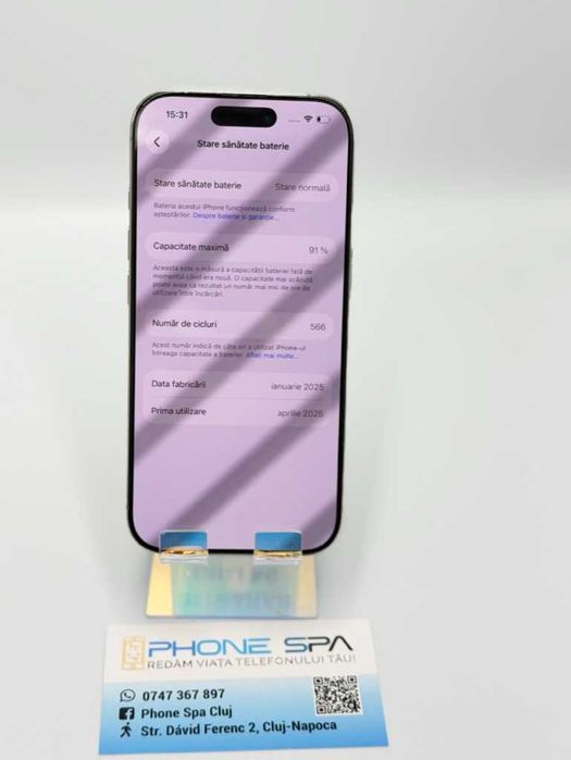 iPhone 16 Pro 128GB 91%- Din magazin,cu garantie! RATE TBI !