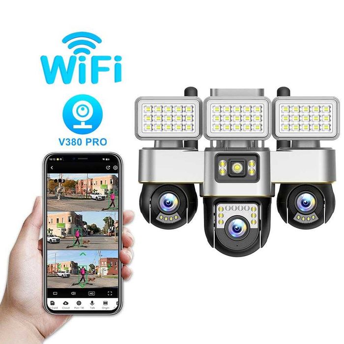 Wifi Тройна PTZ IP Камера 6mp. HD / модел SC30A-W-L