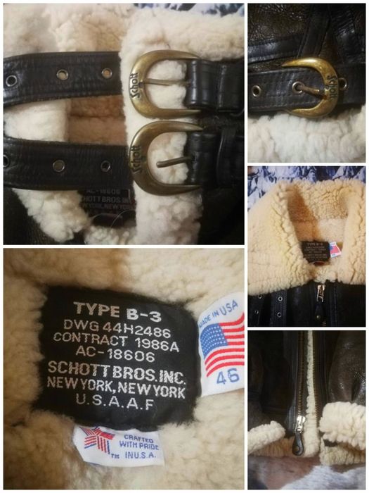 Geaca Aviator Pilot*SCHOTT NYC*Cojoc Blana Shearling Bomber B-3 WW2