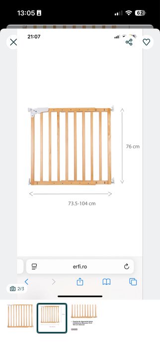 Poarta de siguranta lemn Childhome Maestro 73.5-104 cm Natural