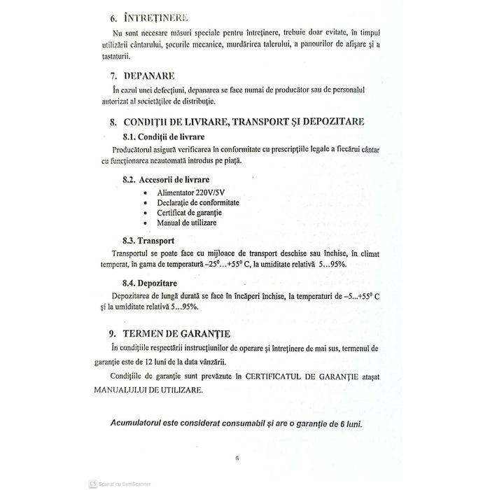 Cantar electronic comercial fara brat ACS 15/30 kg - avizat metrologic