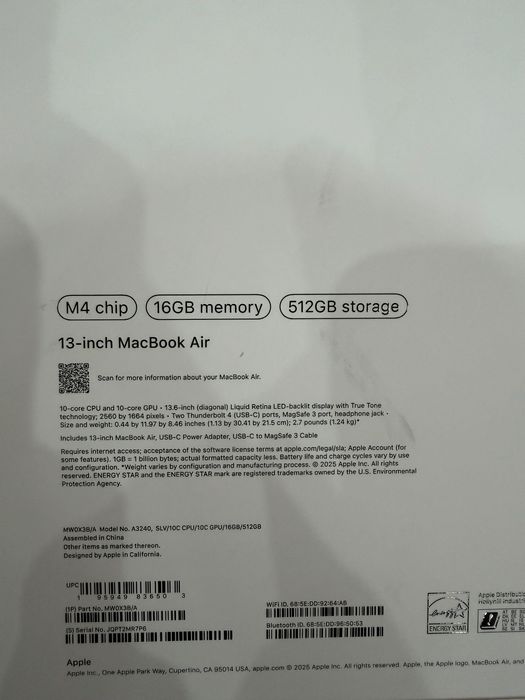 Macbook air 13inch M4