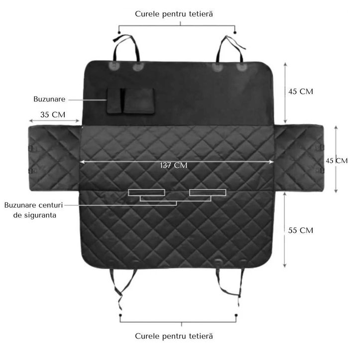 Husa de protectie auto bancheta spate si portbagaj, transport animale