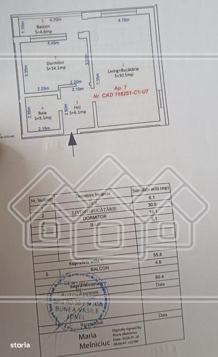 Ap cu 2 camere, balcon - 56 mp utili, balcon - Selimbar