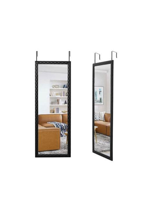 Огледало за врата, Релефна рамка, 35x95 см, Черен