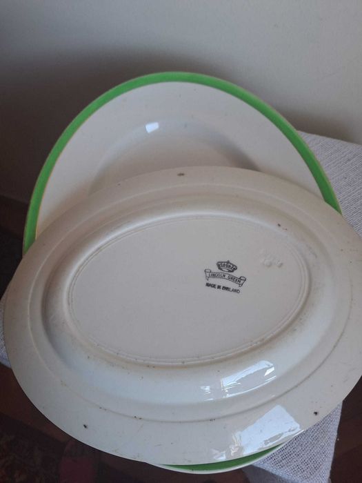 Set 2 platouri ovale Ironstone J&G Meakin – Lincoln Green – Made in England (36 cm / 30 cm)