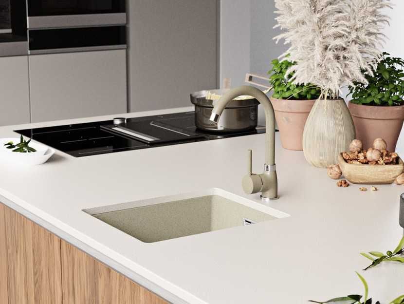 Гранитна Кухненска Мивка за Вграждане под Плот Лондон 40 - Бежова