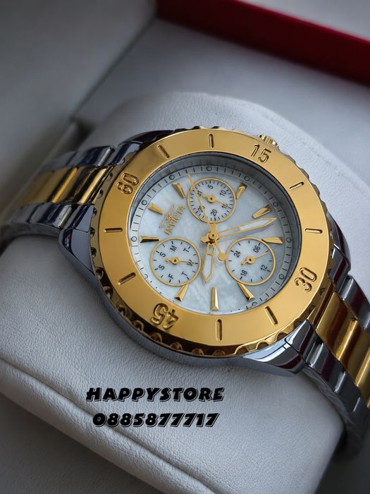 INVICTA Mother of pearl silver/gold white dial 38 mm, Инвикта нов дамски часовник