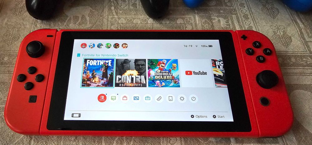 Nintendo Switch V2 - Mario Red & Blue (SPECIAL EDITION) +128GB карта