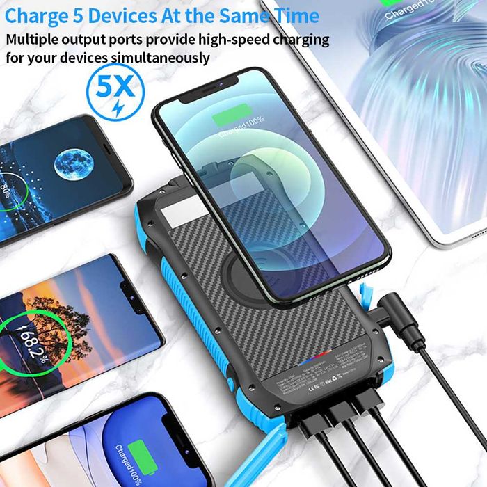 Външна батерия STELS F3W, PowerBank, 33500mAh, Син/Черен