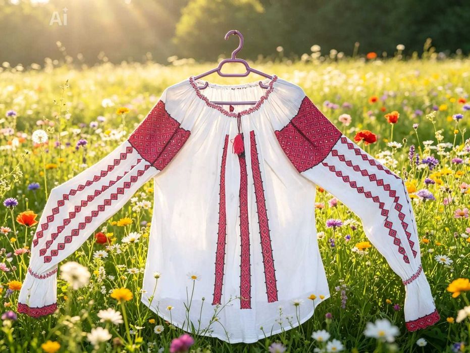Vand costum popular autentic, lucrat manual, zona Muntenia