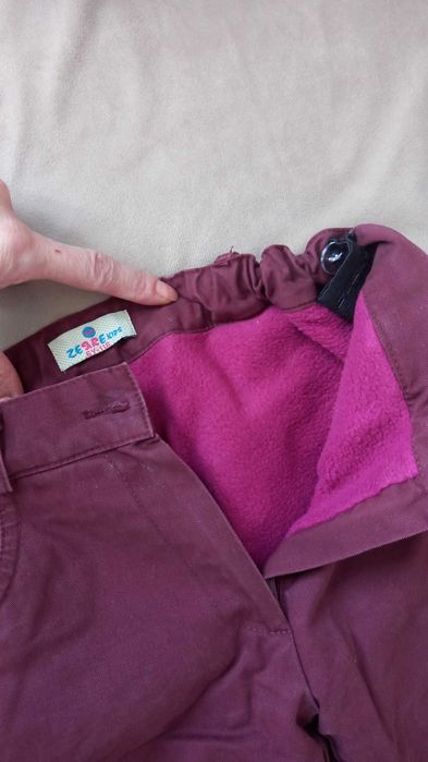 Брюки на девочку, тёплые, Бордового цвета.