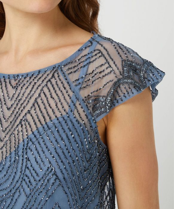 НОВА дълга дамска рокля от тюл изцяло с камъни LACE&BEADS (Л)