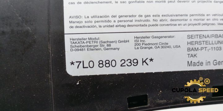 Airbag scaun stanga fata 7L0880239K Volkswagen VW Touareg generatia 1