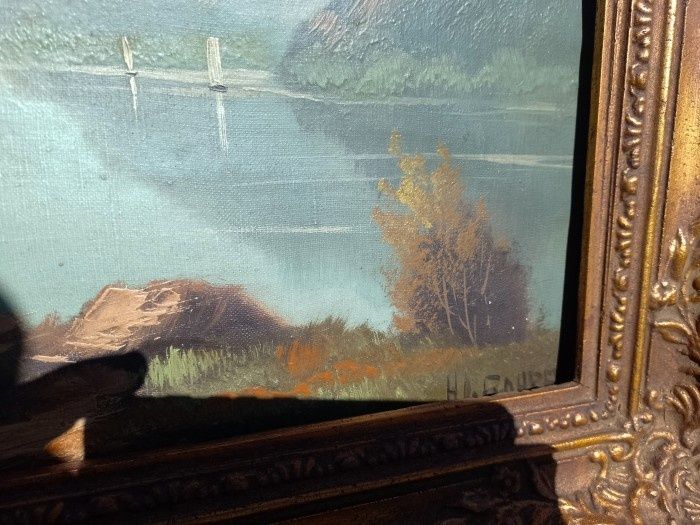 Tablou Ulei pe pânză o lucrare semnata încadrată într-o ramă din lemn