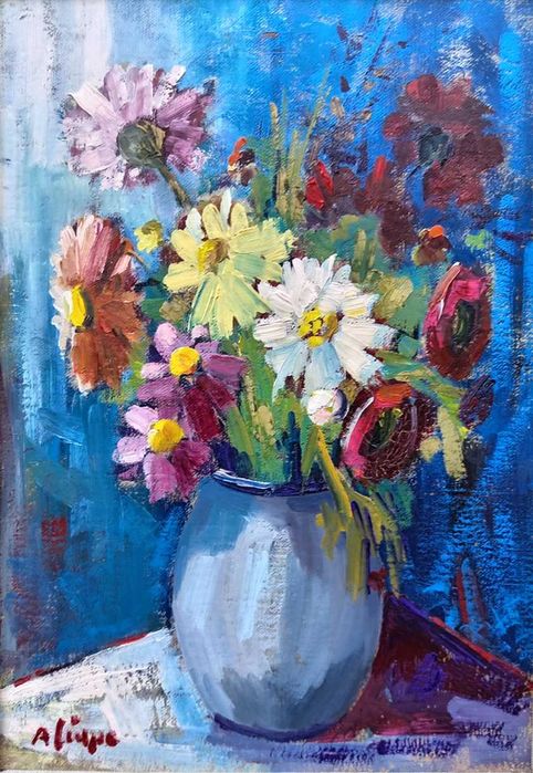 Tablouri vechi pereche - flori - semnate A Ciupe